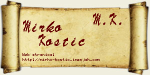 Mirko Kostić vizit kartica